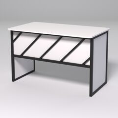 Стол рабочий офисный С-02 (закругленные торцы) СТРОНГ в стиле ЛОФТ декор №2, Белый