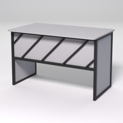 Стол рабочий офисный С-02 (закругленные торцы) СТРОНГ в стиле ЛОФТ декор №2, Серый