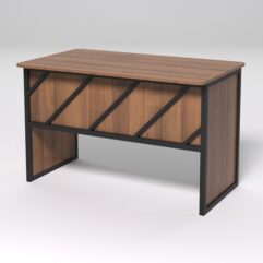 Стол рабочий офисный С-02 (закругленные торцы) СТРОНГ в стиле ЛОФТ декор №2, Орех