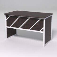 Стол рабочий офисный С-02 (закругленные торцы) СТРОНГ в стиле ЛОФТ декор №2, Дуб Венге + металлический каркас Белый