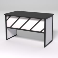 Стол рабочий офисный С-02 (закругленные торцы) СТРОНГ в стиле ЛОФТ декор №2, Черный и Белый