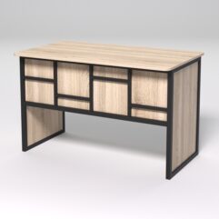 Стол рабочий офисный С-02 (закругленные торцы) СТРОНГ в стиле ЛОФТ декор №3, Дуб Сонома