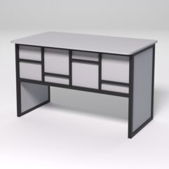 Стол рабочий офисный С-02 (закругленные торцы) СТРОНГ в стиле ЛОФТ декор №3, Серый