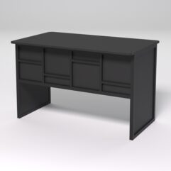 Стол рабочий офисный С-02 (закругленные торцы) СТРОНГ в стиле ЛОФТ декор №3, Черный