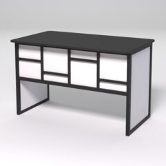 Стол рабочий офисный С-02 (закругленные торцы) СТРОНГ в стиле ЛОФТ декор №3, Черный и Белый