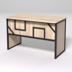 Стол рабочий офисный С-02 (закругленные торцы) СТРОНГ в стиле ЛОФТ декор №4, Дуб Сонома