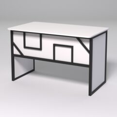 Стол рабочий офисный С-02 (закругленные торцы) СТРОНГ в стиле ЛОФТ декор №4, Белый