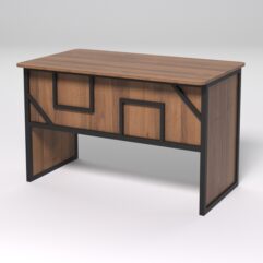 Стол рабочий офисный С-02 (закругленные торцы) СТРОНГ в стиле ЛОФТ декор №4, Орех