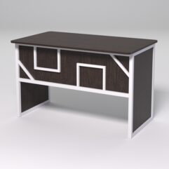 Стол рабочий офисный С-02 (закругленные торцы) СТРОНГ в стиле ЛОФТ декор №4, Дуб Венге + металлический каркас Белый