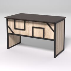 Стол рабочий офисный С-02 (закругленные торцы) СТРОНГ в стиле ЛОФТ декор №4, Дуб Венге и Дуб Сонома