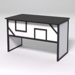 Стол рабочий офисный С-02 (закругленные торцы) СТРОНГ в стиле ЛОФТ декор №4, Черный и Белый