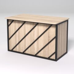 Стол рабочий офисный С-02А (закругленные торцы) СТРОНГ в стиле ЛОФТ декор №2, Дуб Сонома