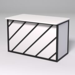 Стол рабочий офисный С-02А (закругленные торцы) СТРОНГ в стиле ЛОФТ декор №2, Белый