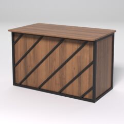 Стол рабочий офисный С-02А (закругленные торцы) СТРОНГ в стиле ЛОФТ декор №2, Орех