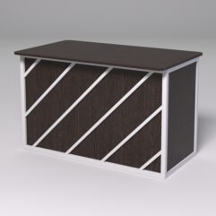 Стол рабочий офисный С-02А (закругленные торцы) СТРОНГ в стиле ЛОФТ декор №2, Дуб Венге + металлический каркас Белый