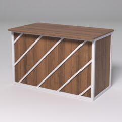 Стол рабочий офисный С-02А (закругленные торцы) СТРОНГ в стиле ЛОФТ декор №2, Орех + металлический каркас Белый