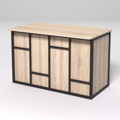 Стол рабочий офисный С-02А (закругленные торцы) СТРОНГ в стиле ЛОФТ декор №3, Дуб Сонома