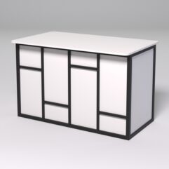 Стол рабочий офисный С-02А (закругленные торцы) СТРОНГ в стиле ЛОФТ декор №3, Белый