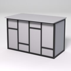 Стол рабочий офисный С-02А (закругленные торцы) СТРОНГ в стиле ЛОФТ декор №3, Серый