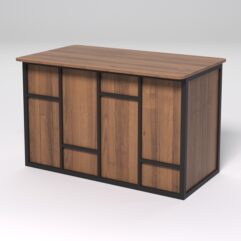 Стол рабочий офисный С-02А (закругленные торцы) СТРОНГ в стиле ЛОФТ декор №3, Орех