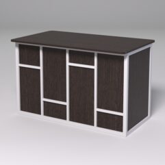 Стол рабочий офисный С-02А (закругленные торцы) СТРОНГ в стиле ЛОФТ декор №3, Дуб Венге + металлический каркас Белый