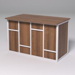 Стол рабочий офисный С-02А (закругленные торцы) СТРОНГ в стиле ЛОФТ декор №3, Орех + металлический каркас Белый