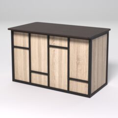 Стол рабочий офисный С-02А (закругленные торцы) СТРОНГ в стиле ЛОФТ декор №3, Дуб Венге и Дуб Сонома