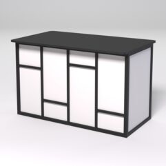 Стол рабочий офисный С-02А (закругленные торцы) СТРОНГ в стиле ЛОФТ декор №3, Черный и Белый