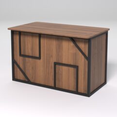 Стол рабочий офисный С-02А (закругленные торцы) СТРОНГ в стиле ЛОФТ декор №4, Орех