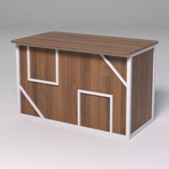 Стол рабочий офисный С-02А (закругленные торцы) СТРОНГ в стиле ЛОФТ декор №4, Орех + металлический каркас Белый