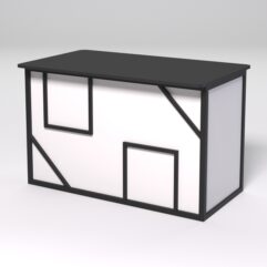 Стол рабочий офисный С-02А (закругленные торцы) СТРОНГ в стиле ЛОФТ декор №4, Черный и Белый