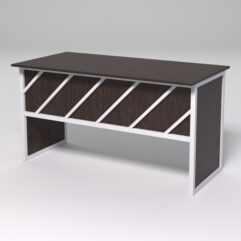 Стол рабочий офисный С-03 СТРОНГ в стиле ЛОФТ декор №2, Дуб Венге + металлический каркас Белый