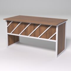 Стол рабочий офисный С-03 СТРОНГ в стиле ЛОФТ декор №2, Орех + металлический каркас Белый