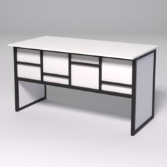 Стол рабочий офисный С-03 СТРОНГ в стиле ЛОФТ декор №3, Белый