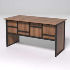 Стол рабочий офисный С-03 СТРОНГ в стиле ЛОФТ декор №3, Орех