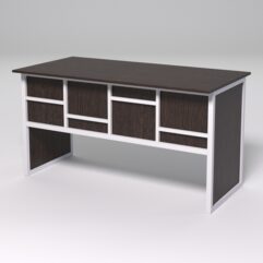 Стол рабочий офисный С-03 СТРОНГ в стиле ЛОФТ декор №3, Дуб Венге + металлический каркас Белый