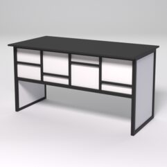 Стол рабочий офисный С-03 СТРОНГ в стиле ЛОФТ декор №3, Черный и Белый