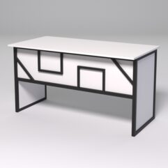 Стол рабочий офисный С-03 СТРОНГ в стиле ЛОФТ декор №4, Белый