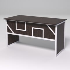 Стол рабочий офисный С-03 СТРОНГ в стиле ЛОФТ декор №4, Дуб Венге + металлический каркас Белый