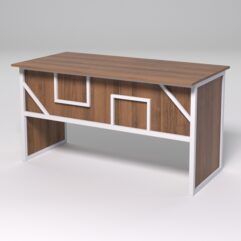 Стол рабочий офисный С-03 СТРОНГ в стиле ЛОФТ декор №4, Орех + металлический каркас Белый