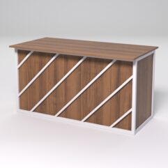 Стол рабочий офисный С-03А СТРОНГ в стиле ЛОФТ декор №2, Орех + металлический каркас Белый