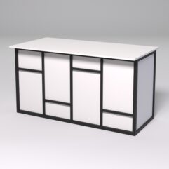 Стол рабочий офисный С-03А СТРОНГ в стиле ЛОФТ декор №3, Белый