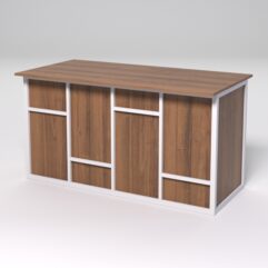 Стол рабочий офисный С-03А СТРОНГ в стиле ЛОФТ декор №3, Орех + металлический каркас Белый