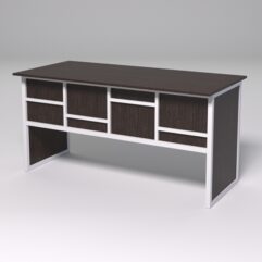 Стол рабочий офисный С-04 СТРОНГ в стиле ЛОФТ декор №3, Дуб Венге + металлический каркас Белый