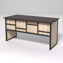 Стол рабочий офисный С-04 СТРОНГ в стиле ЛОФТ декор №3, Дуб Венге и Дуб Сонома