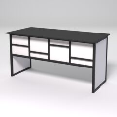 Стол рабочий офисный С-04 СТРОНГ в стиле ЛОФТ декор №3, Черный и Белый