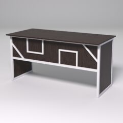 Стол рабочий офисный С-04 СТРОНГ в стиле ЛОФТ декор №4, Дуб Венге + металлический каркас Белый