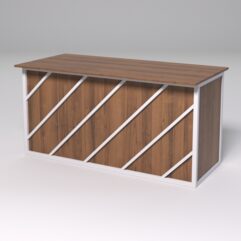 Стол рабочий офисный С-04А СТРОНГ в стиле ЛОФТ декор №2, Орех + металлический каркас Белый