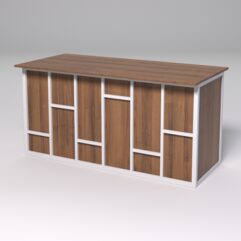 Стол рабочий офисный С-04А СТРОНГ в стиле ЛОФТ декор №3, Орех + металлический каркас Белый