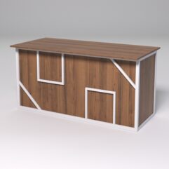 Стол рабочий офисный С-04А СТРОНГ в стиле ЛОФТ декор №4, Орех + металлический каркас Белый